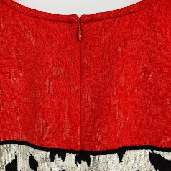 St. John Red & Creme  Leopard Print Jersey Wool blend Midi Dress size 12 - Picture 8 of 14